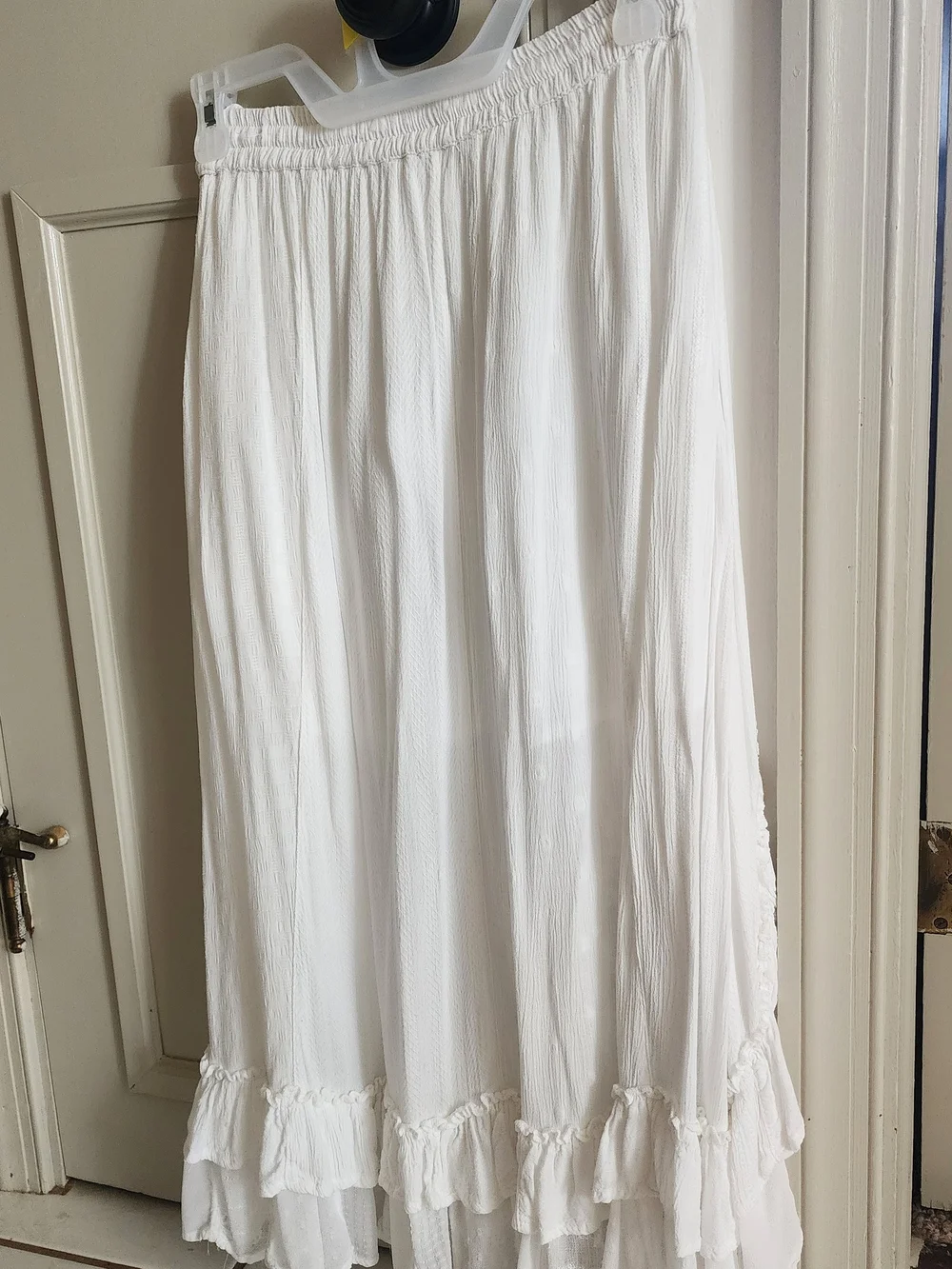 Molly Green White Ruffle Maxi Skirt